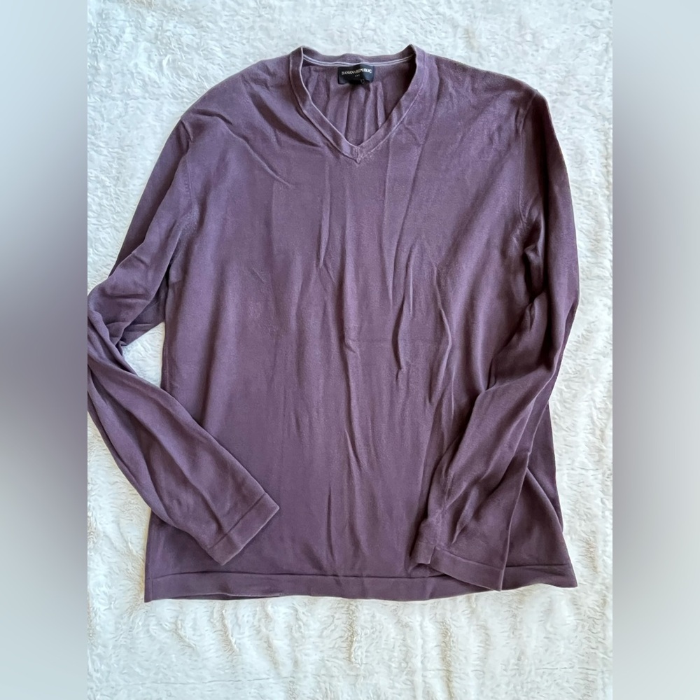 Banana Republic Purple V-Neck Long Sleeve
